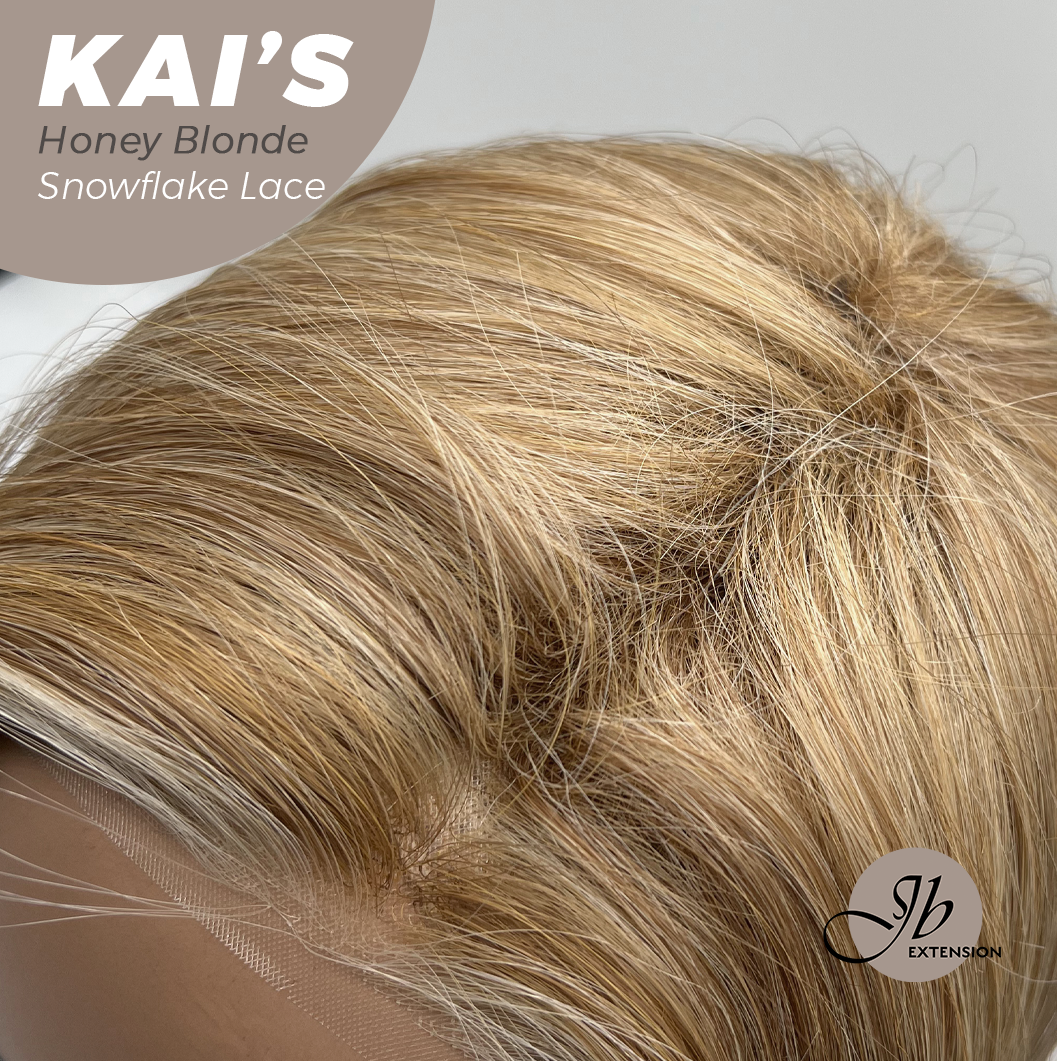 JBEXTENSION 18 Inches Honey Blonde Pre-Cut Snowflake Lace Frontlace Glueless Wig KAI'S HONEY BLONDE【PERMATEASE】【BENDY EAR TABS】