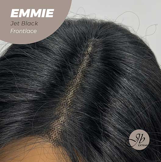 JBEXTENSION 26 Inches Curly Women Jet Black Wig Pre-Cut Frontlace Glueless Wig EMMIE JET BLACK