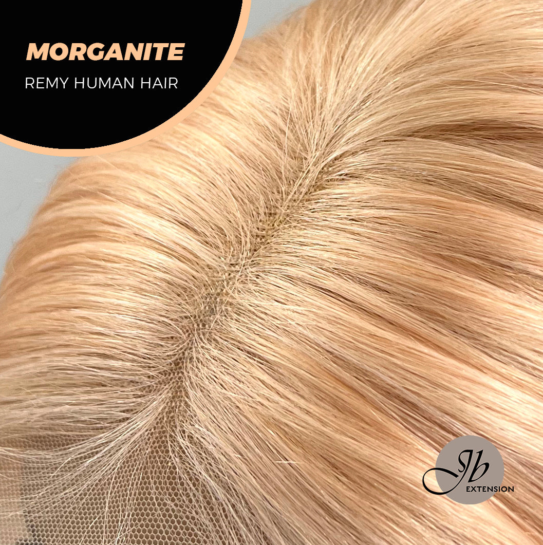 JBEXTENSION GEMSTONE COLLECTION 12 Inches Real Human Hair Peach Bob Cut Free Parting Wig MORGANITE