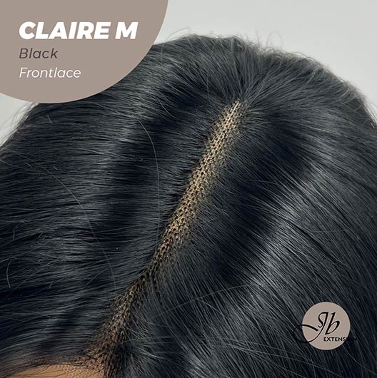 JBEXTENSION 22 Inches Body Wave Jet Black Pre-Cut Frontlace Glueless Wig CLAIRE M BLACK