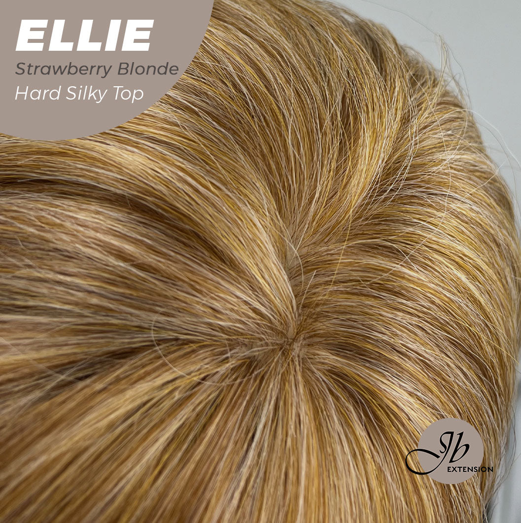 JBEXTENSION 26 Inches Scalpiana Strawberry Blonde Wolf Cut 3.5X4 Hard Silky Top Natural Scalp Effect Wig With Bangs ELLIE STRAWBERRY BLONDE Silk Top