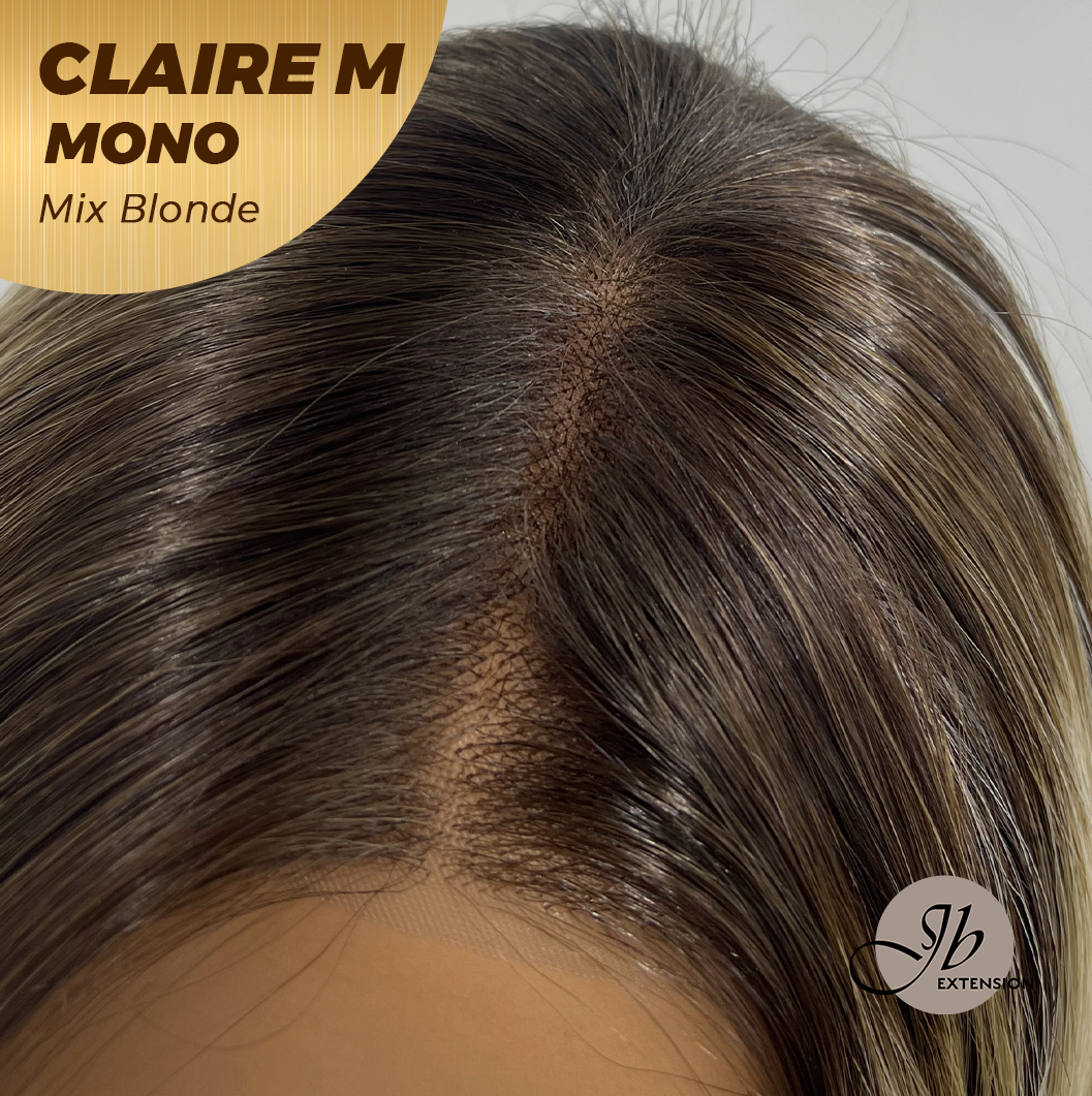 [PRE-ORDER] JBEXTENSION CLAIRE MONO MIX BLONDE Partial Monofilament Wig 22 Inches Mix Blonde Partial Mono Lace Glueless Wig CLAIRE MONO MIX BLONDE【BENDY EAR TABS】