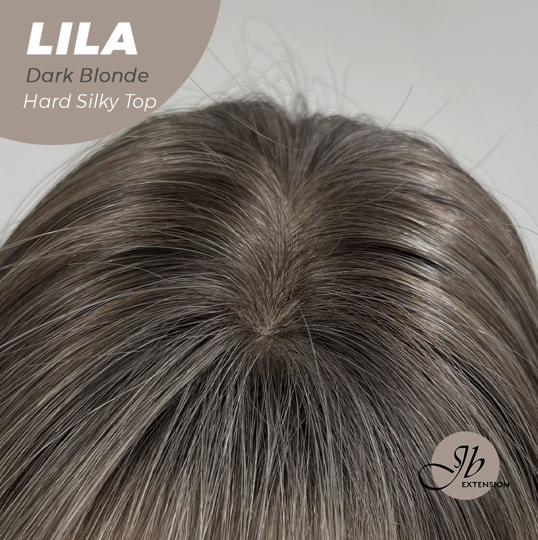 JBEXTENSION 20 Inches Scalpiana Blonde Wolf Cut 3.5X4 Hard Silky Top Natural Scalp Effect Wig With Bangs LILA DARK BLONDE