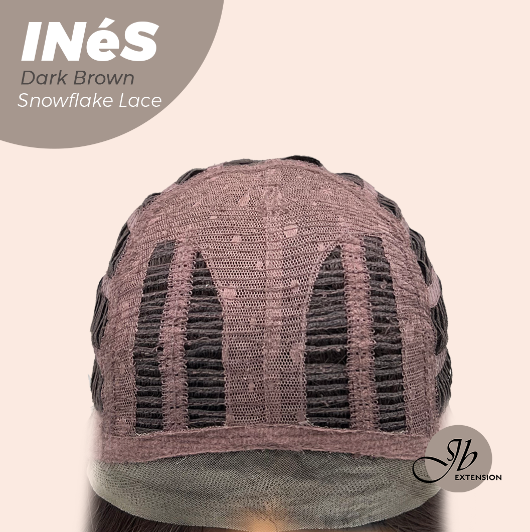 JBEXTENSION 22 Inches Dark Brown Pre-Cut Snowflake Lace Frontlace Glueless Wig INéS DARK BROWN【PERMATEASE】【BENDY EAR TABS】- M/L