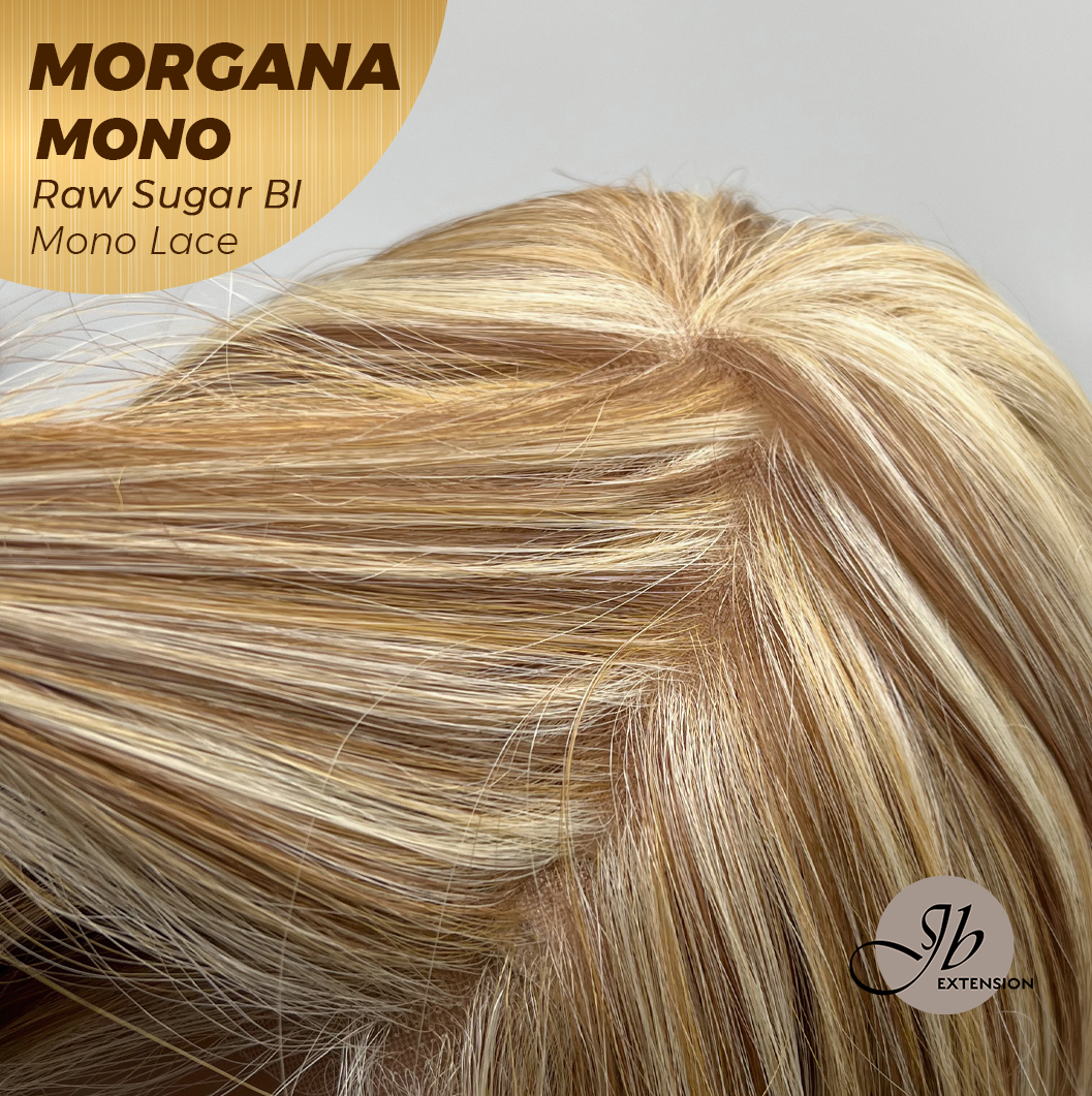 JBEXTENSION MORGANA MONO Monofilament Handmade Wig 6X5 Full Monofilament Hand Tied Top Wig 13 Inches Raw Sugar Blonde Mono Lace Wig With Anti-slip Silicone Strips Glueless Wig MORGANA MONO RAW SUGAR BLONDE【BENDY EAR TABS】