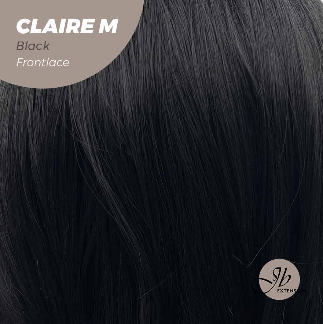 JBEXTENSION 22 Inches Body Wave Jet Black Pre-Cut Frontlace Glueless Wig CLAIRE M BLACK