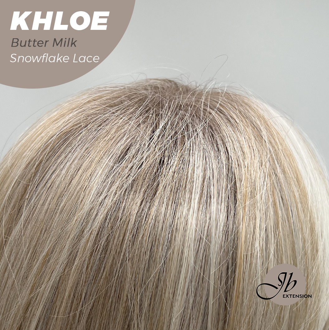 JBEXTENSION 12 Inches Bob Cut Butter Milk Pre-Cut Snowflake Lace Frontlace Glueless Wig KHLOE BUTTER MILK【PERMATEASE】【BENDY EAR TABS】- M/L