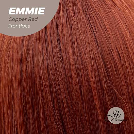 JBEXTENSION 26 Inches Curly Women Copper Red Wig Pre-Cut Frontlace Glueless Wig EMMIE COPPER RED