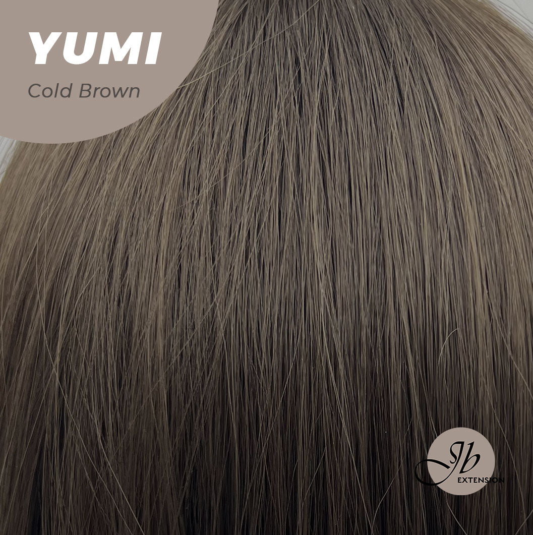 JBEXTENSION 30 Inches Long Cold Brown Wig With Bangs YUMI BROWN