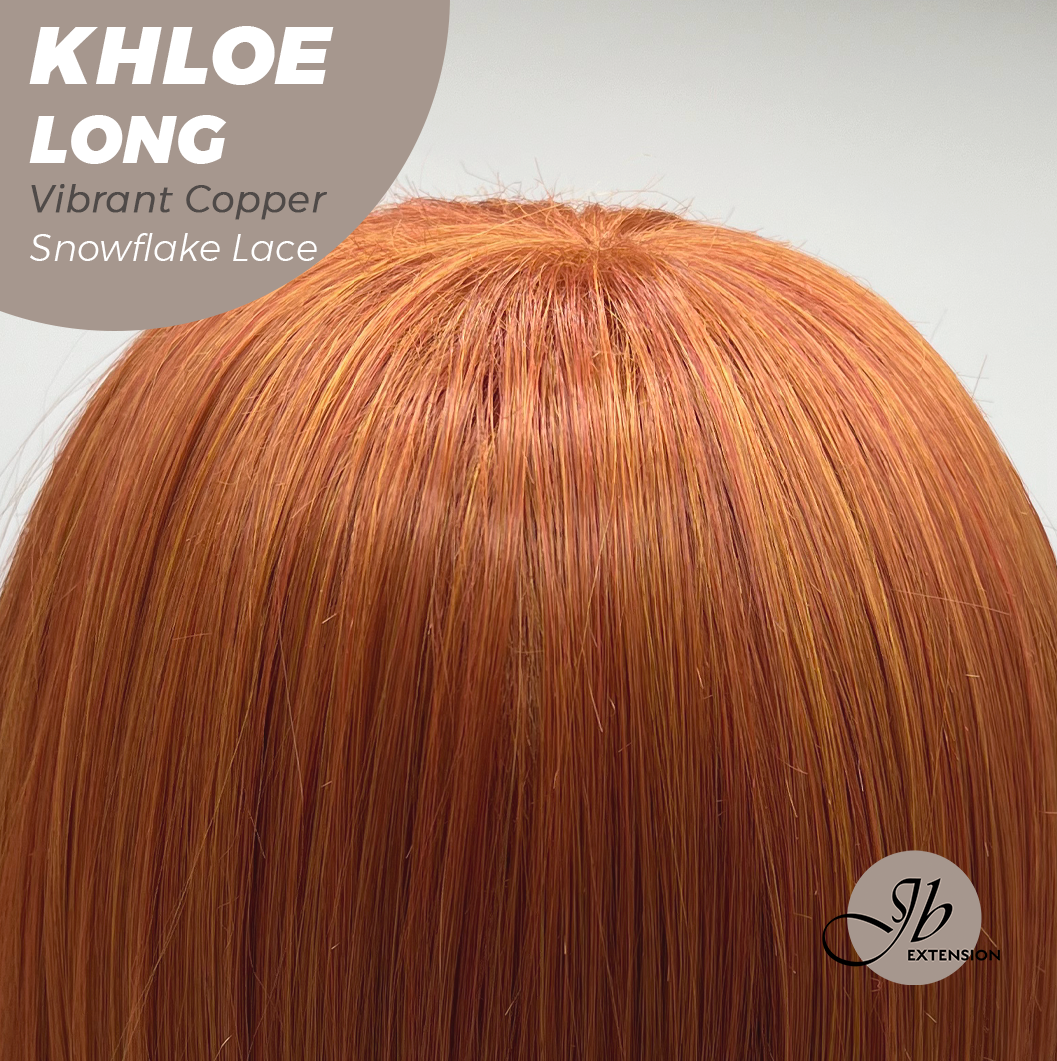 JBEXTENSION 18 Inches Vibrant Copper Pre-Cut Snowflake Lace Frontlace Glueless Wig KHLOE LONG VIBRANT COPPER【PERMATEASE】【BENDY EAR TABS】