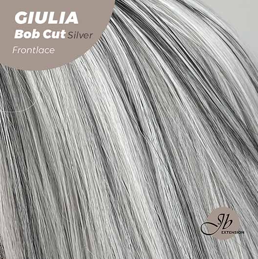JBEXTENSION 14 Inches Bob Cut Mix Silver Frontlace Glueless Wig GIULIA BOB SILVER (FREE PARTING)