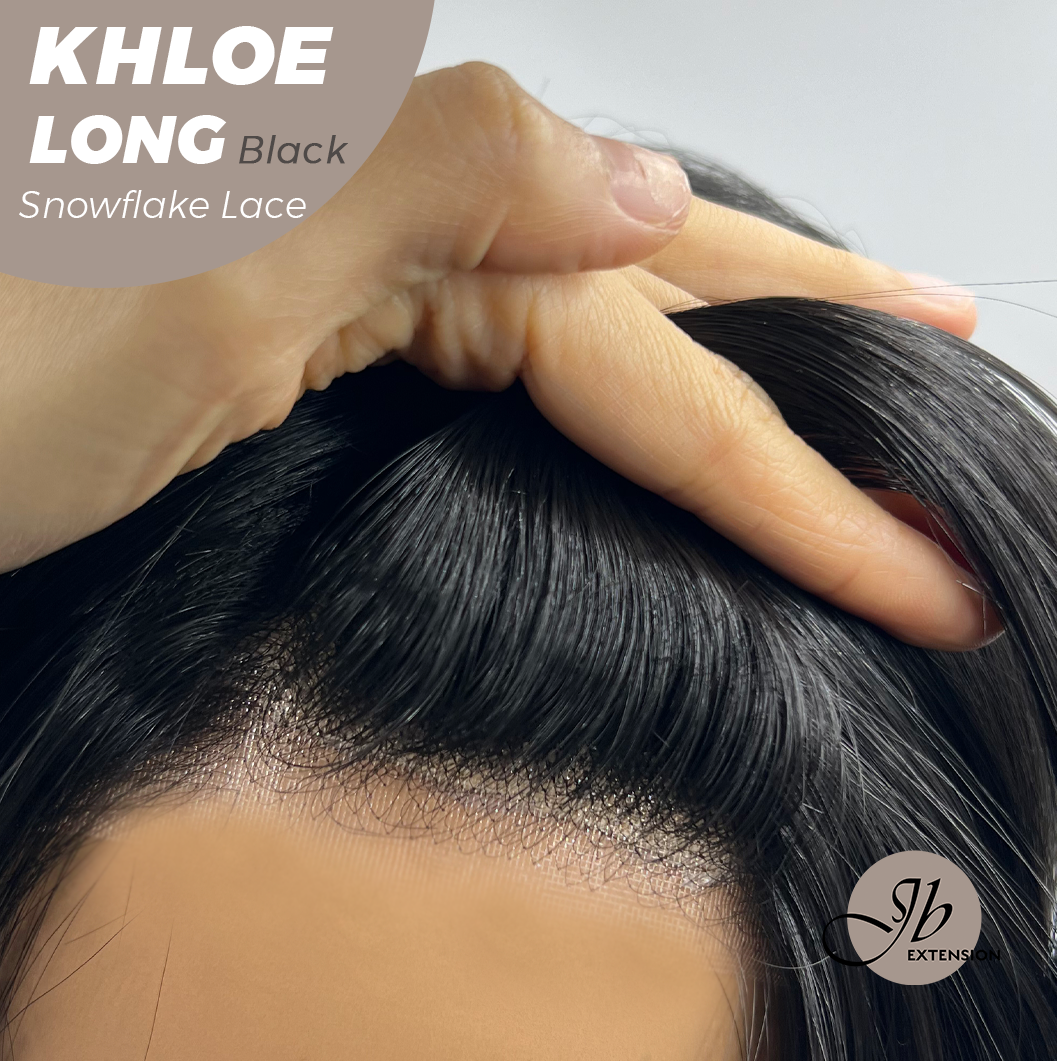 SNOWFLAKE LACE- JBEXTENSION 18 Inches Black Pre-Cut Snowflake Lace Frontlace Glueless Wig KHLOE LONG BLACK【PERMATEASE】【BENDY EAR TABS】