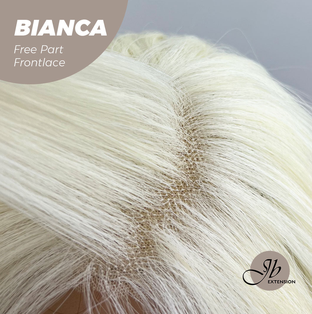 JBEXTENSION 16 Inches Platinum Blonde Wave Free Part Pre-Cut Frontlace Glueless Wig BIANCA