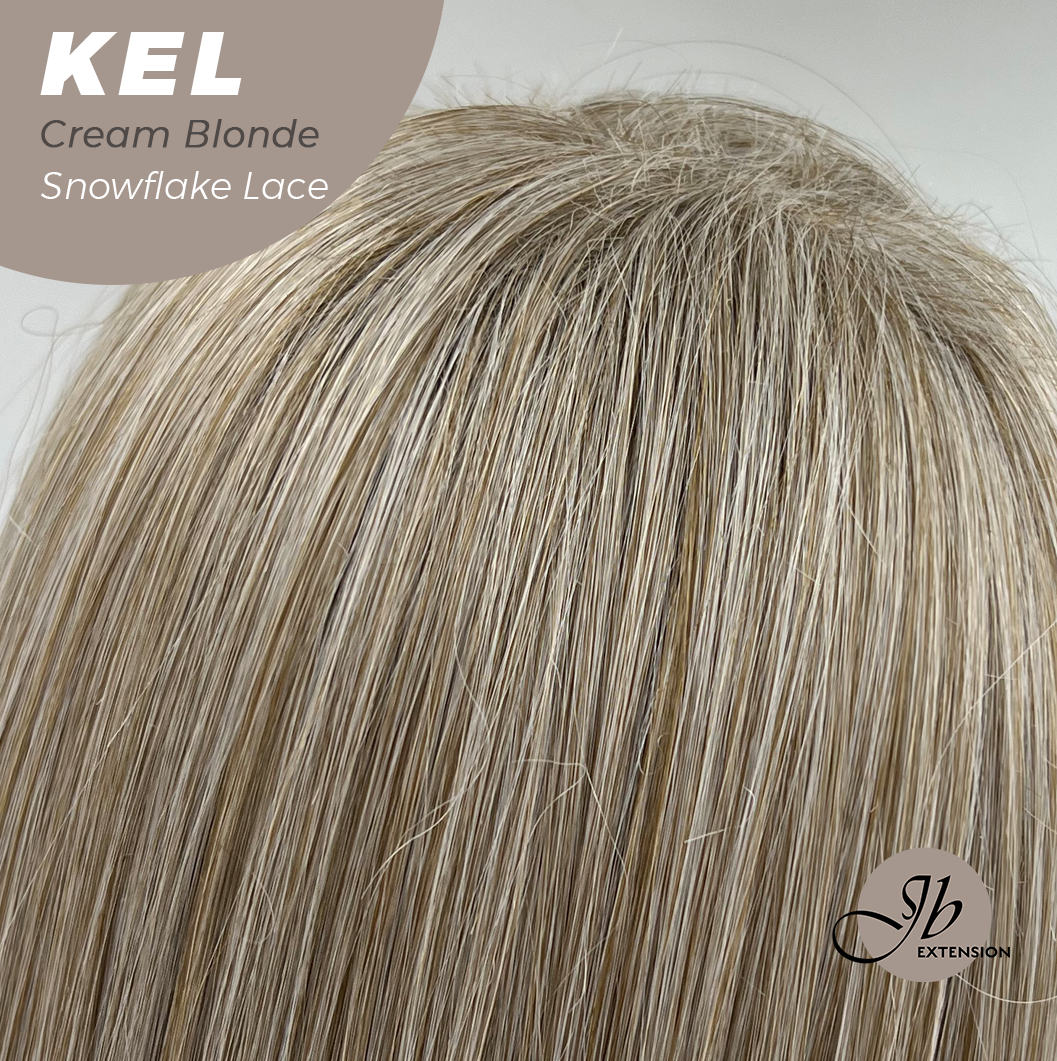 JBEXTENSION 22 Inches Cream Blonde Pre-Cut Snowflake Lace Frontlace Glueless Wig KEL CREAM BLONDE【PERMATEASE】【BENDY EAR TABS】- M/L
