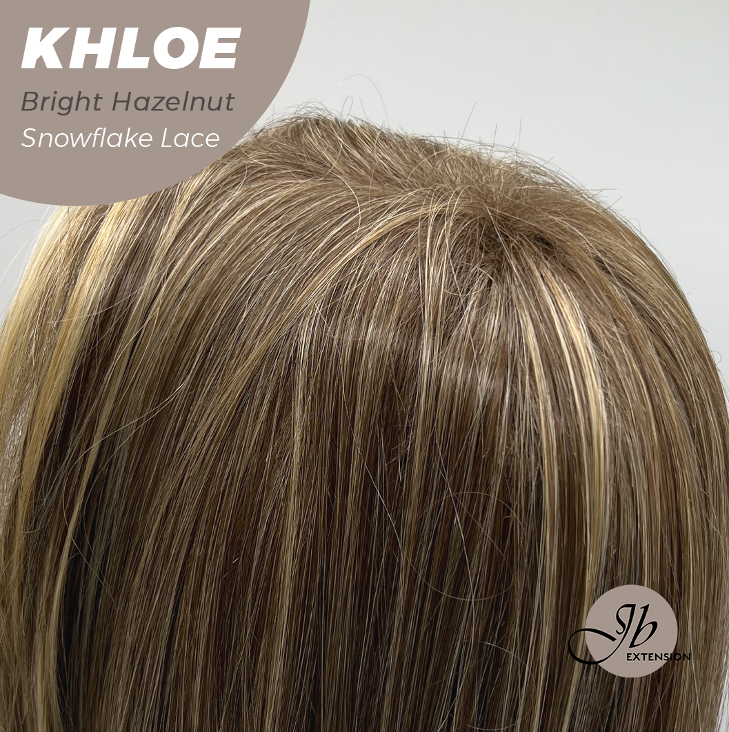 JBEXTENSION 12 Inches Bob Cut Bright Hazelnut Pre-Cut Snowflake Lace Frontlace Glueless Wig KHLOE BRIGHT HAZELNUT【PERMATEASE】【BENDY EAR TABS】