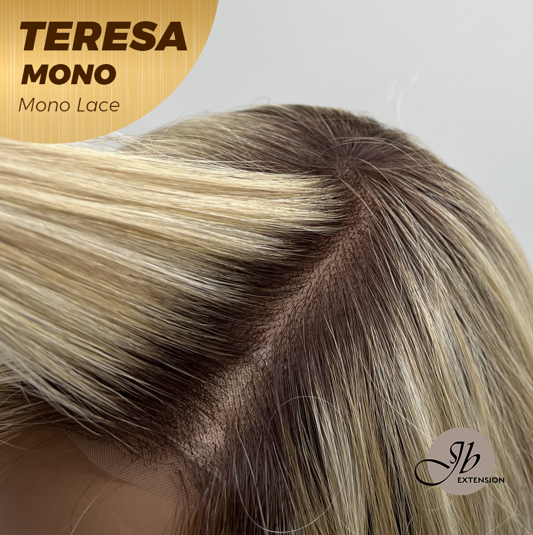 [PRE-ORDER] JBEXTENSION TERESA MONO 16INCH Monofilament Handmade Wig 6X5 Full Monofilament Hand Tied Top Wig 16 Inches Mix Blonde Curly Mono Lace Wig With Anti-slip Silicone Strips Glueless Wig TERESA MONO - 16Inch【BENDY EAR TABS】