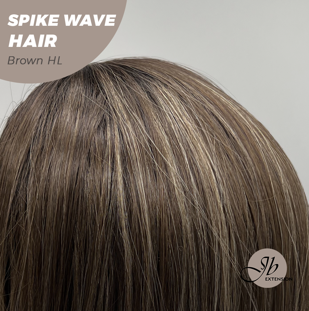 JBEXTENSION 24 Inches Long Curly Hair Brown Highlight Headband Wig SPIKE WAVE HAIR - BROWN HIGHLIGHT