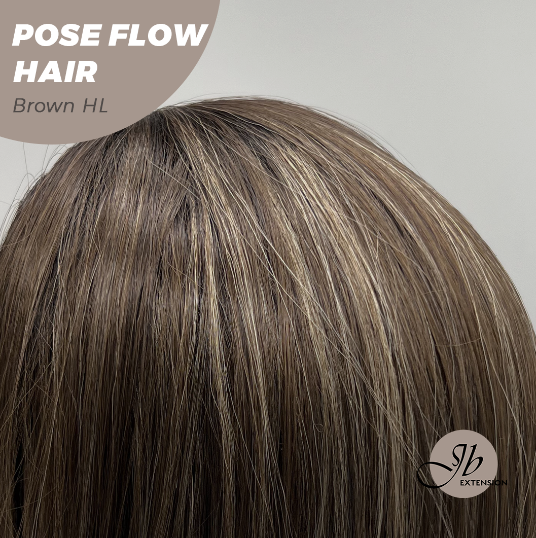 JBEXTENSION 18 Inches Brown with Highlight Headband Wig POSE FLOW HAIR - BROWN HIGHLIGHT