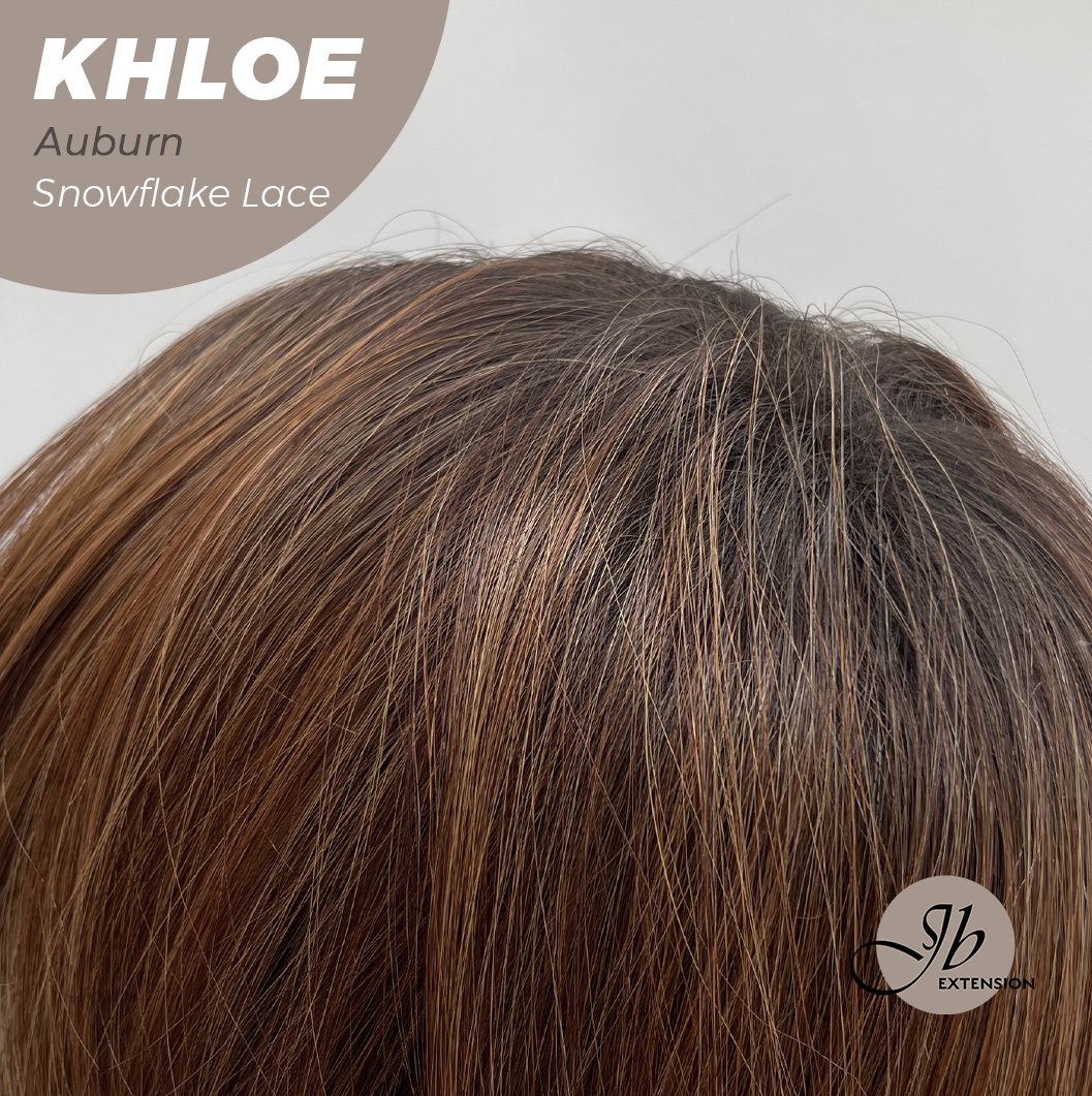 JBEXTENSION 12 Inches Bob Cut Auburn Pre-Cut Snowflake Lace Frontlace Glueless Wig KHLOE AUBURN【PERMATEASE】【BENDY EAR TABS】- M/L