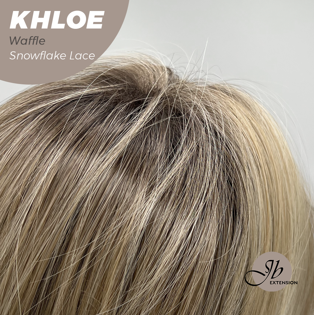 JBEXTENSION 12 Inches Bob Cut Waffle Pre-Cut Snowflake Lace Frontlace Glueless Wig KHLOE WAFFLE【PERMATEASE】【BENDY EAR TABS】- M/L