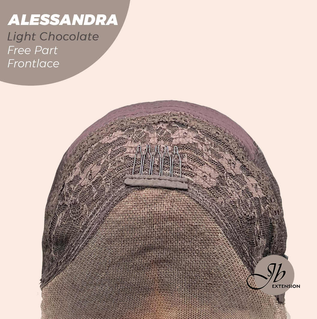 JBEXTENSION 20 Inches Light Chocolate Curly Fiber X, Tangle Less Pre-Cut Free Part Frontlae Glueless Wig ALESSANDRA LIGHT CHOCOLATE