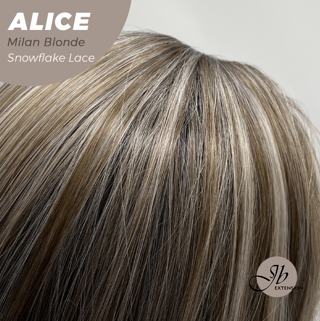 JBEXTENSION 12 Inches Milan Blonde Pre-Cut Side Part Snowflake Lace Frontlace Glueless Wig ALICE MILAN BLONDE【BENDY EAR TABS】- M/L