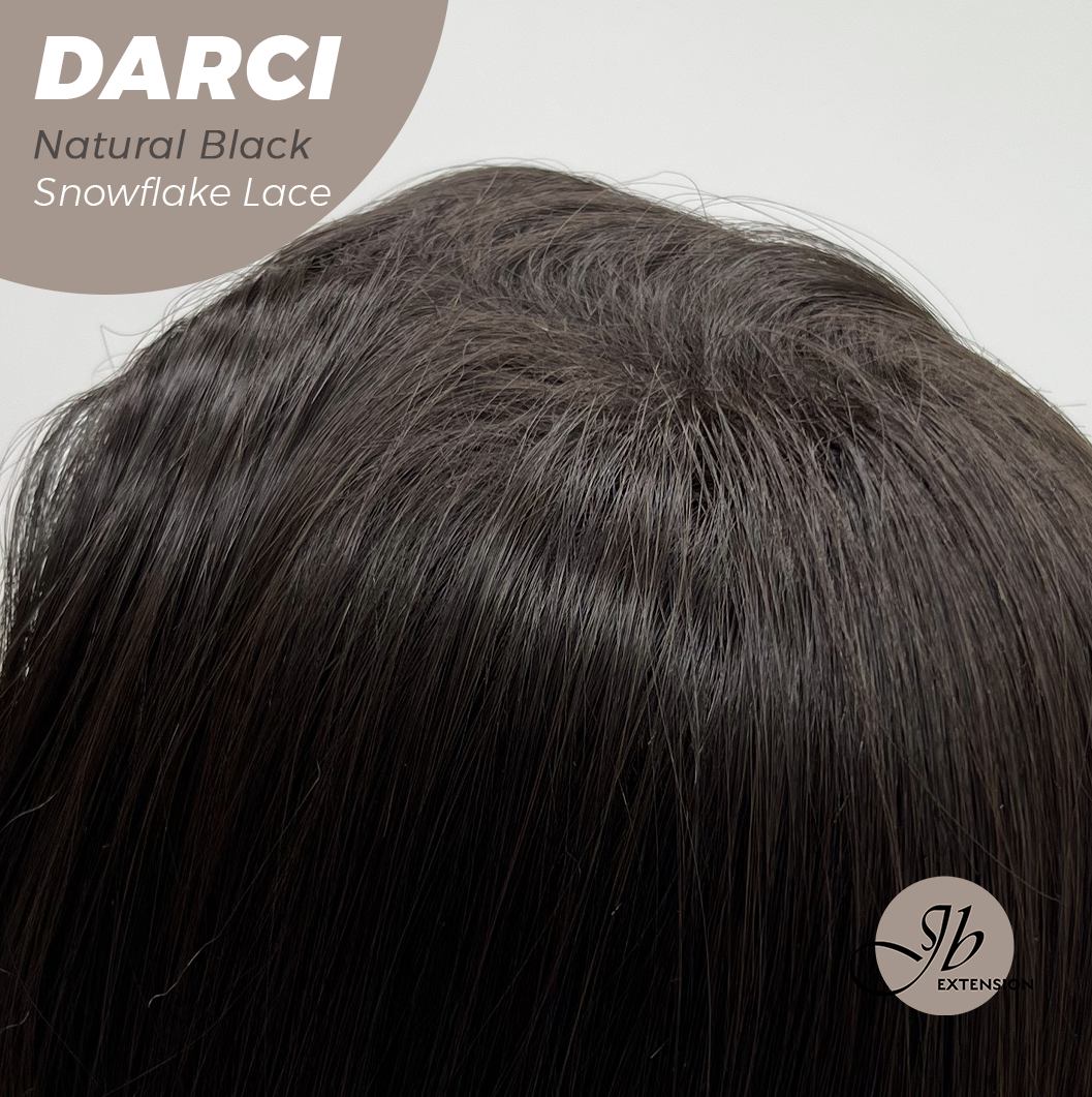 JBEXTENSION 25 Inches Natural Black Pre-Cut Snowflake Lace Frontlace Glueless Wig DARCI NATURAL BLACK【PERMATEASE】【BENDY EAR TABS】