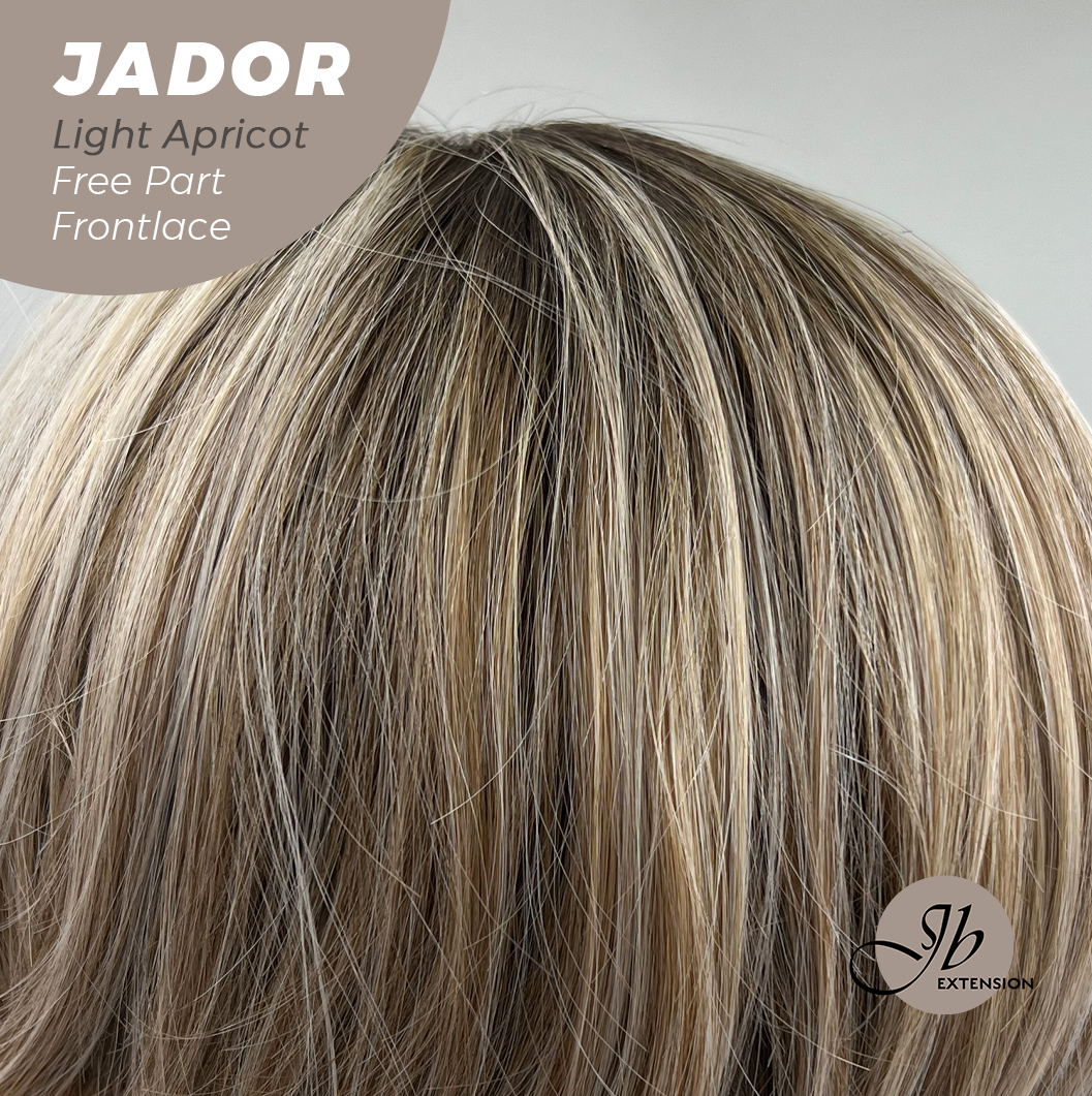 JBEXTENSION 10 Inches Light Apricot Curly Lace Front Wig.Pre Plucked 13*3 HD Transparent Lace Frontal Handmade Futura Fiber Swiss Lace Synthetic Fiber Glueless Wig JADOR LIGHT APRICOT