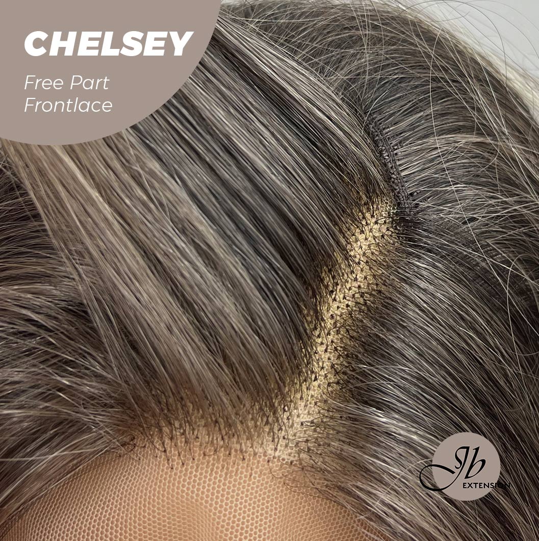 JBEXTENSION 26 Inches Curly Mix Blonde Free Part Pre-Cut Frontlace Glueless Wig CHELSEY