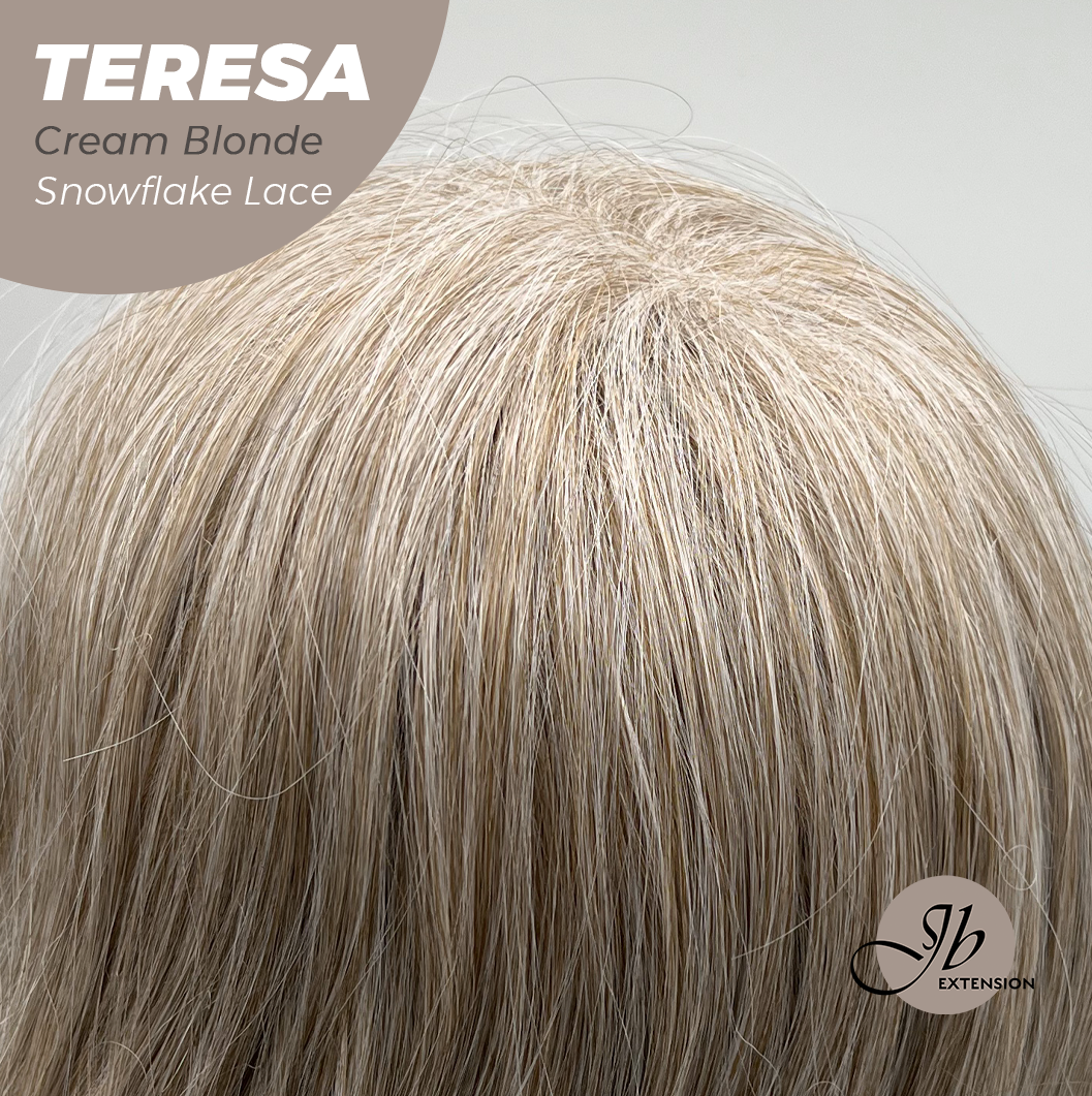 JBEXTENSION 18 Inches Cream Blonde Pre-Cut Snowflake Lace Frontlace Glueless Wig TERESA CREAM BLONDE【PERMATEASE】【BENDY EAR TABS】