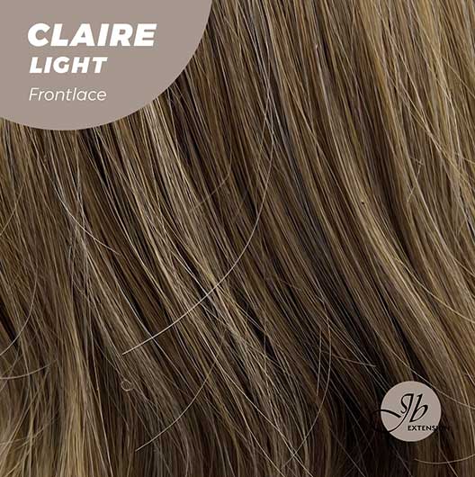 JBEXTENSION 24 Inches Body Wave Light Brown With Highlight Pre-Cut Frontlace Glueless Wig CLAIRE LIGHT