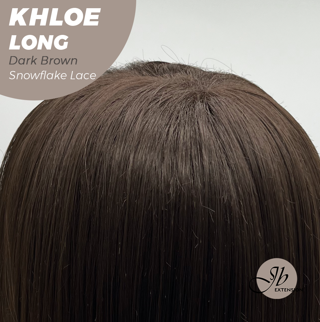 JBEXTENSION 18 Inches Dark Brown Pre-Cut Snowflake Lace Frontlace Glueless Wig KHLOE LONG DARK BROWN【PERMATEASE】【BENDY EAR TABS】