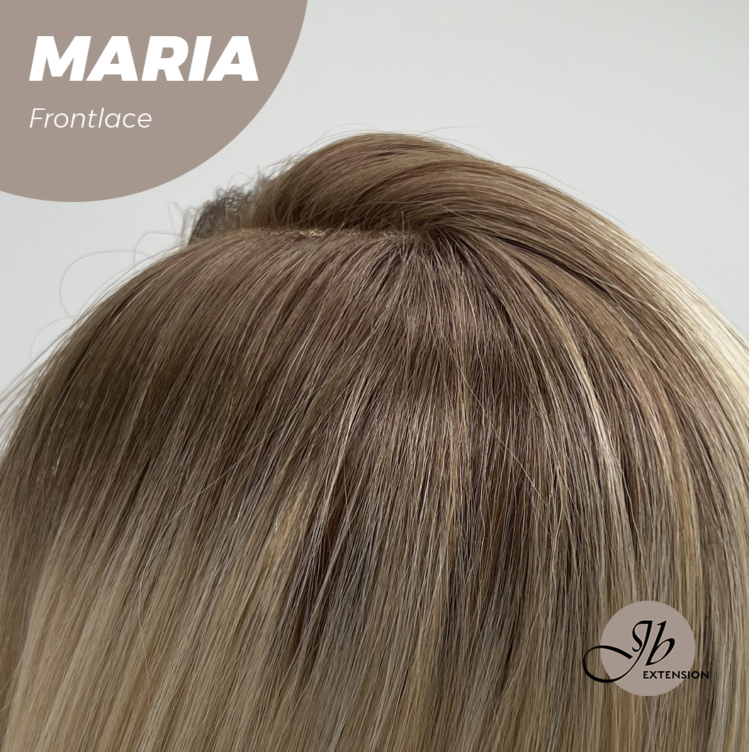 JBEXTENSION 12 Inches Blonde With Dark Root Pre-Cut Side Part Frontlace Glueless Wig MARIA