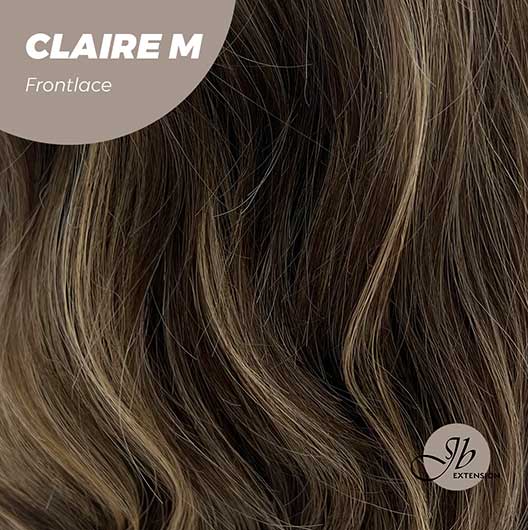 CLAIRE LACE M - 22 Inches Body Wave Brown With Highlight Pre-Cut Frontlace Glueless Wig