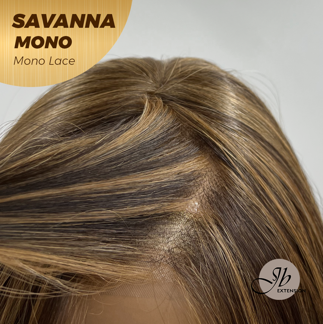 [PRE-ORDER] JBEXTENSION SAVANNA MONO Monofilament Handmade Wig 6X5 Full Monofilament Hand Tied Top Wig 16 Inches Brown With Highlight Wave Mono Lace Wig With Anti-slip Silicone Strips Glueless Wig SAVANNA MONO【BENDY EAR TABS】