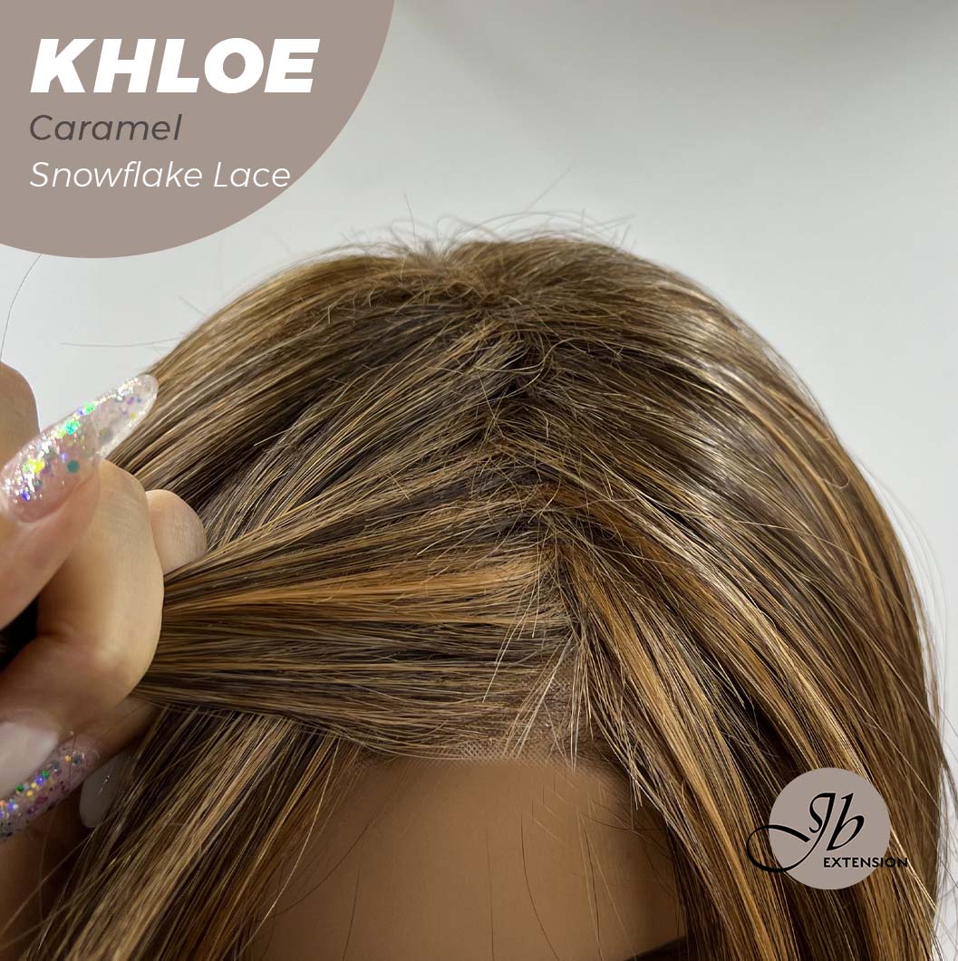 Nichole's Selection - 12 Inches Bob Cut Caramel Pre-Cut Snowflake Lace Frontlace Glueless Wig KHLOE LACE【PERMATEASE】【BENDY EAR TABS】