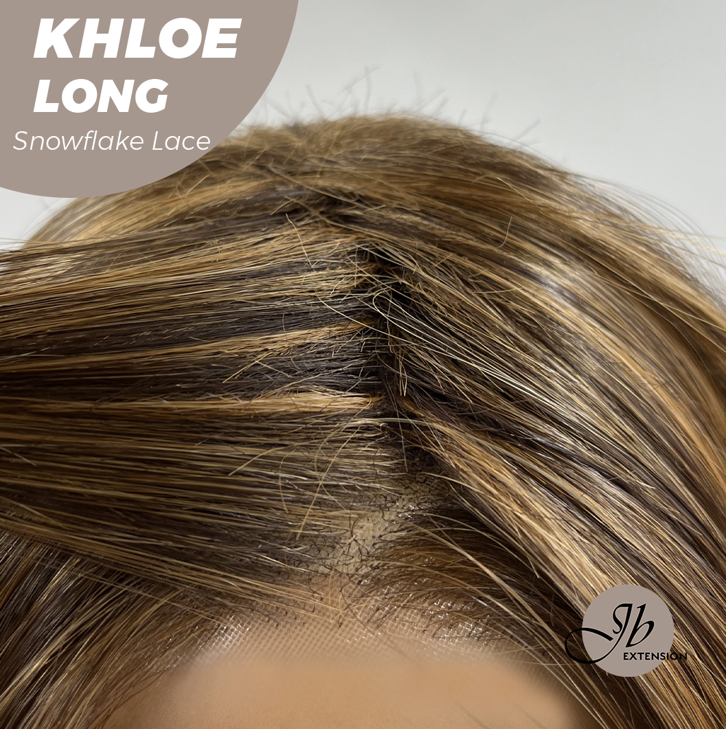 JBEXTENSION 18 Inches Caramel Pre-Cut Snowflake Lace Frontlace Glueless Wig KHLOE LONG【PERMATEASE】【BENDY EAR TABS】