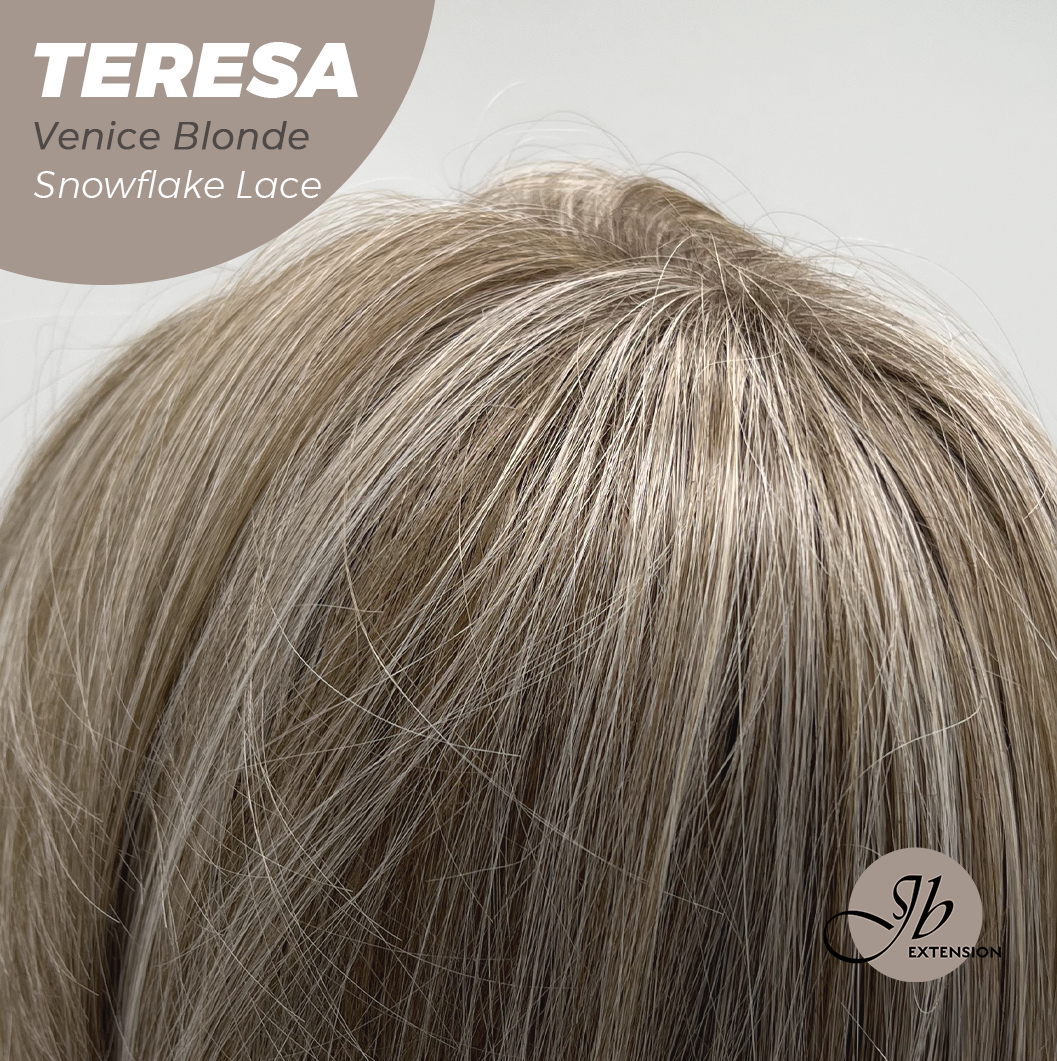 JBEXTENSION 18 Inches Venice Blonde Pre-Cut Snowflake Lace Frontlace Glueless Wig TERESA VENICE BLONDE【PERMATEASE】【BENDY EAR TABS】