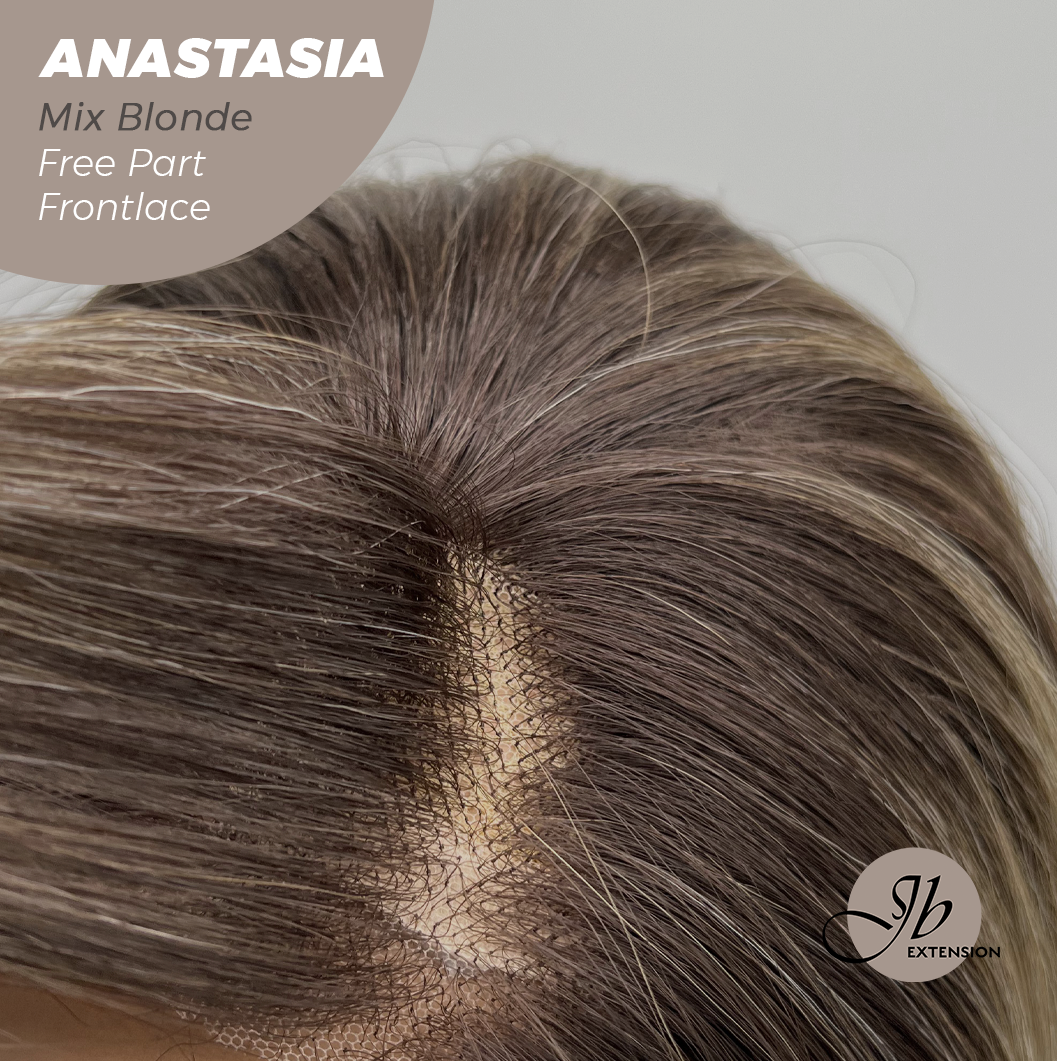 JBEXTENSION 20 Inches Mix Blonde Curly Pre-Cut 13X3 Lace Free Part Frontlace Glueless Wig ANASTASIA MIX BLONDE