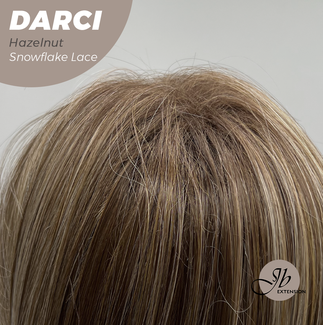 JBEXTENSION 25 Inches Hazelnut Blonde Highlight Pre-Cut Snowflake Lace Frontlace Glueless Wig DARCI HAZELNUT【PERMATEASE】【BENDY EAR TABS】