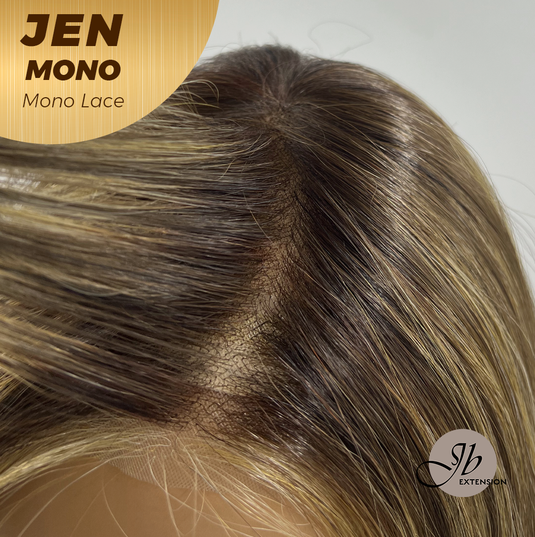 [PRE-ORDER] JBEXTENSION JEN MONO Monofilament Handmade Wig 6X5 Full Monofilament Hand Tied Top Wig 18 Inches Hazelnut Blonde Highlight Mono Lace Wig With Anti-slip Silicone Strips Glueless Wig JEN MONO【BENDY EAR TABS】