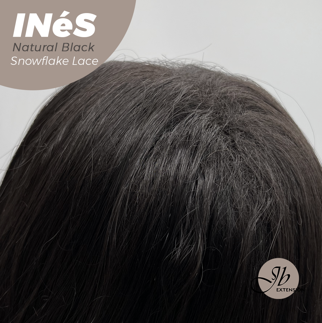 JBEXTENSION 22 Inches Natural Black Pre-Cut Snowflake Lace Frontlace Glueless Wig INéS NATURAL BLACK【PERMATEASE】【BENDY EAR TABS】