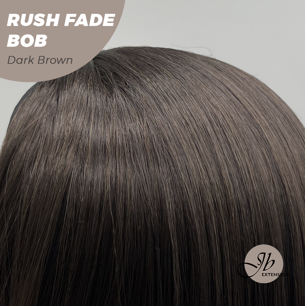 JBEXTENSION 12 Inches Short Hair Dark Brown Headband Wig RUSH FADE BOB - DARK BROWN