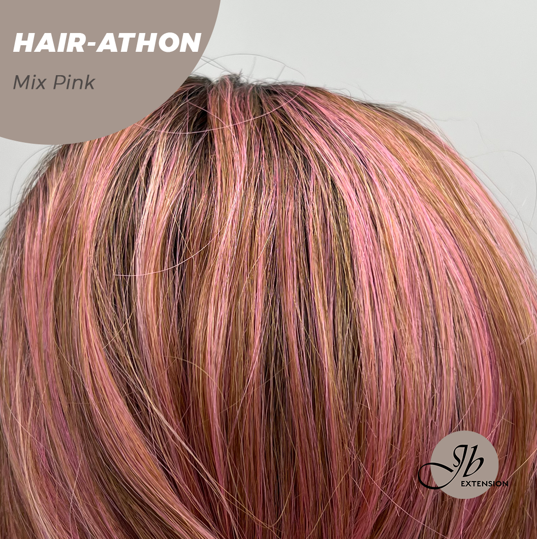 JBEXTENSION 18 Inches Curly Mix Pink Headband Wig HAIR-ATHON - MIX PINK