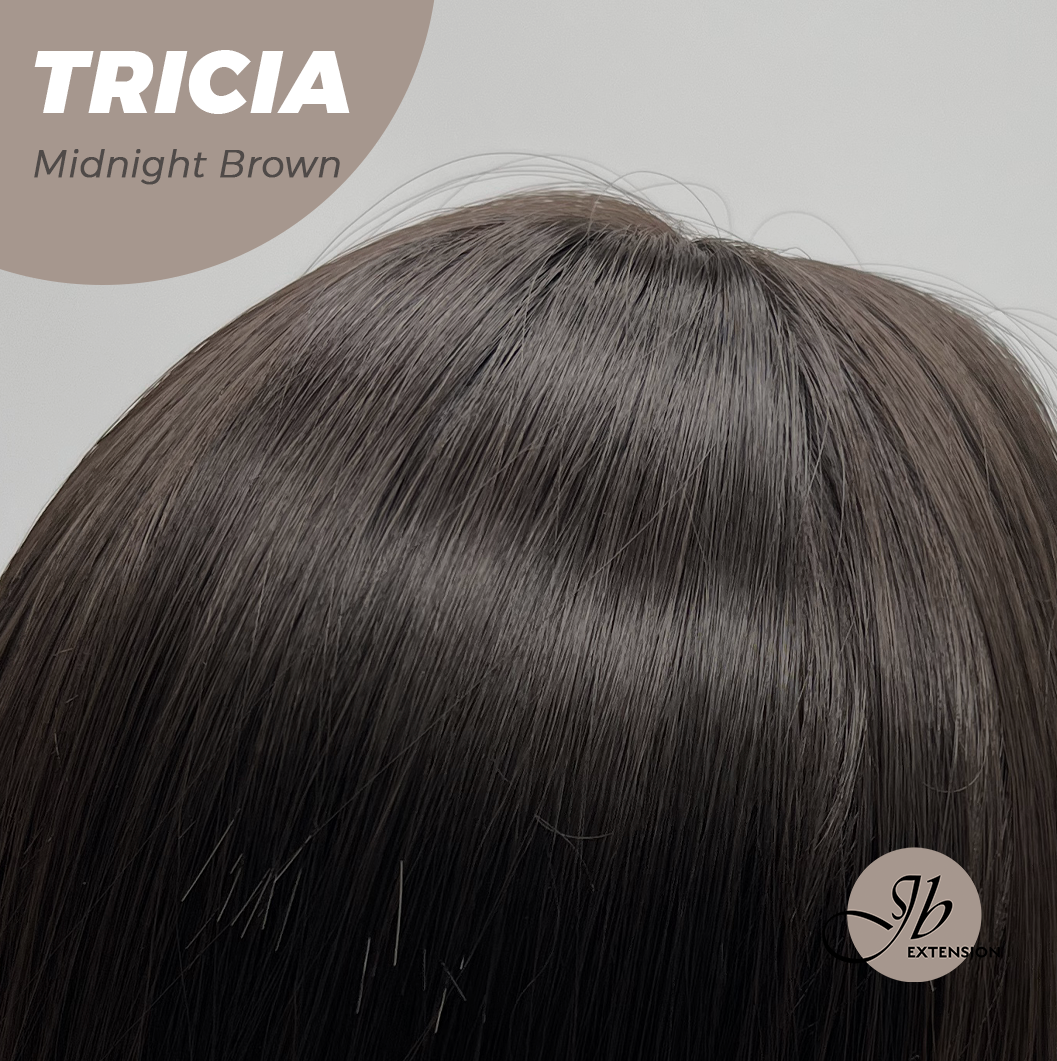 JBEXTENSION 23 Inches Curly Midnight Brown( Black/Brown) Wig TRICIA MIDNIGHT BROWN