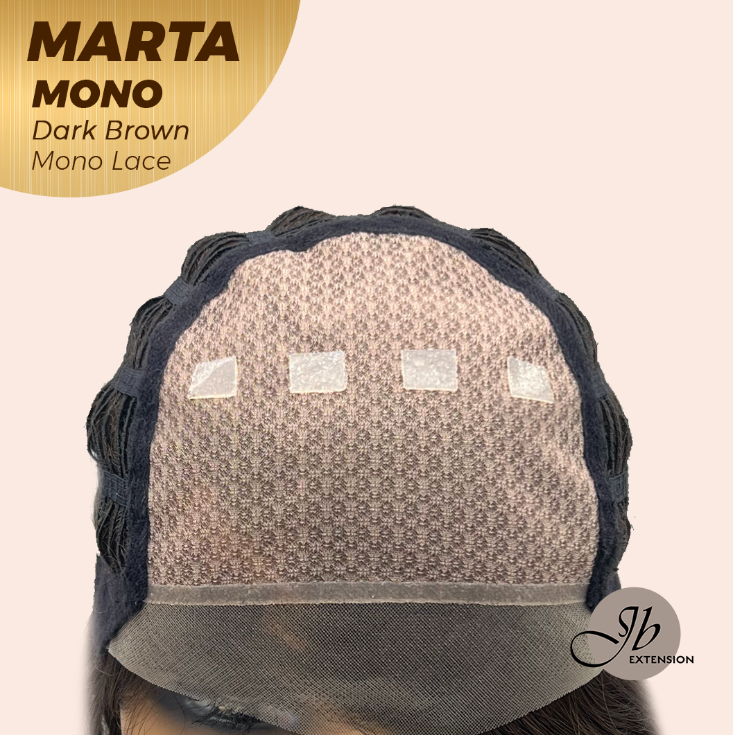 JBEXTENSION MARTA MONO DARK BROWN Monofilament Handmade Wig 6X5 Full Monofilament Hand Tied Top Wig 10 Inches Dark Brown Mono Lace Handmade Futura Fiber Wig With Anti-slip Silicone Strips Glueless Wig MARTA MONO DARK BROWN【BENDY EAR TABS】
