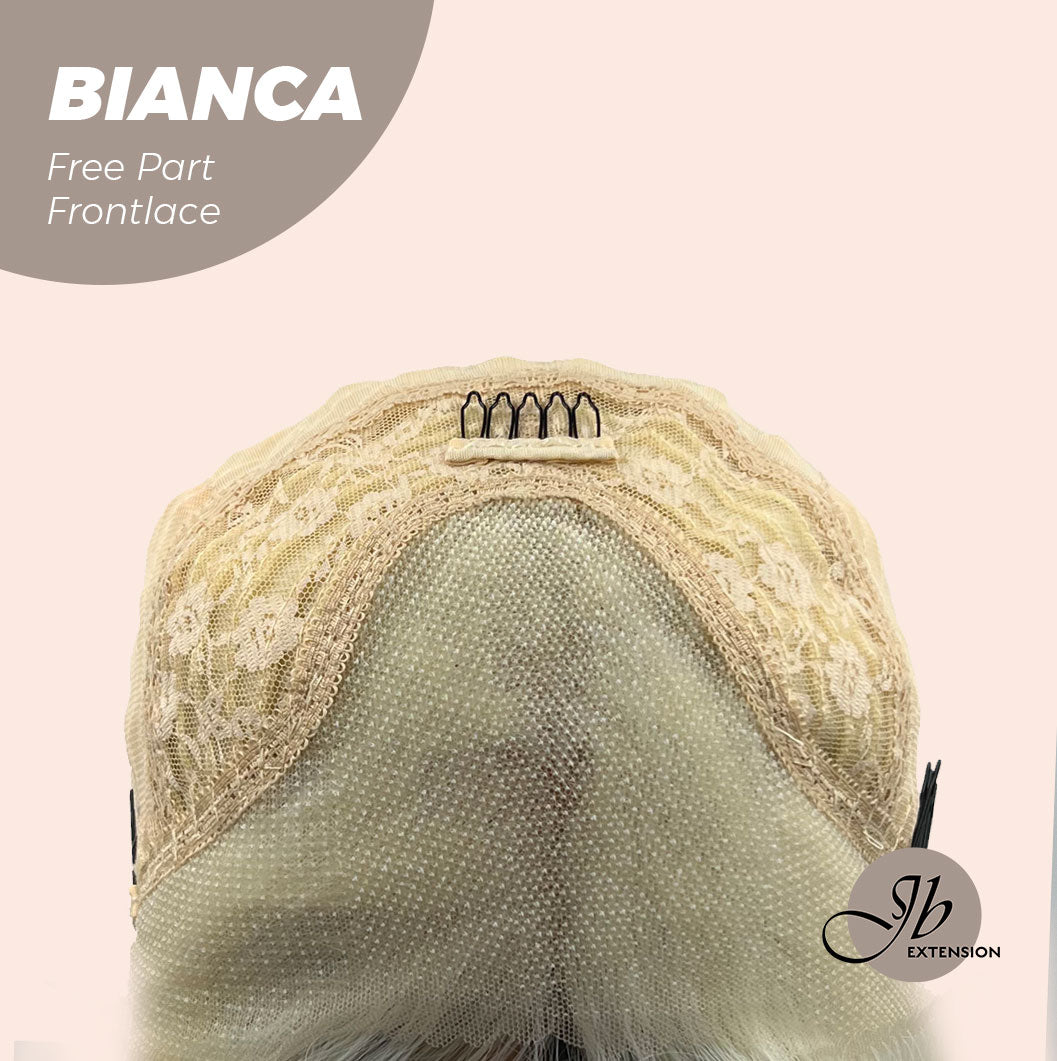 JBEXTENSION 16 Inches Platinum Blonde Wave Free Part Pre-Cut Frontlace Glueless Wig BIANCA
