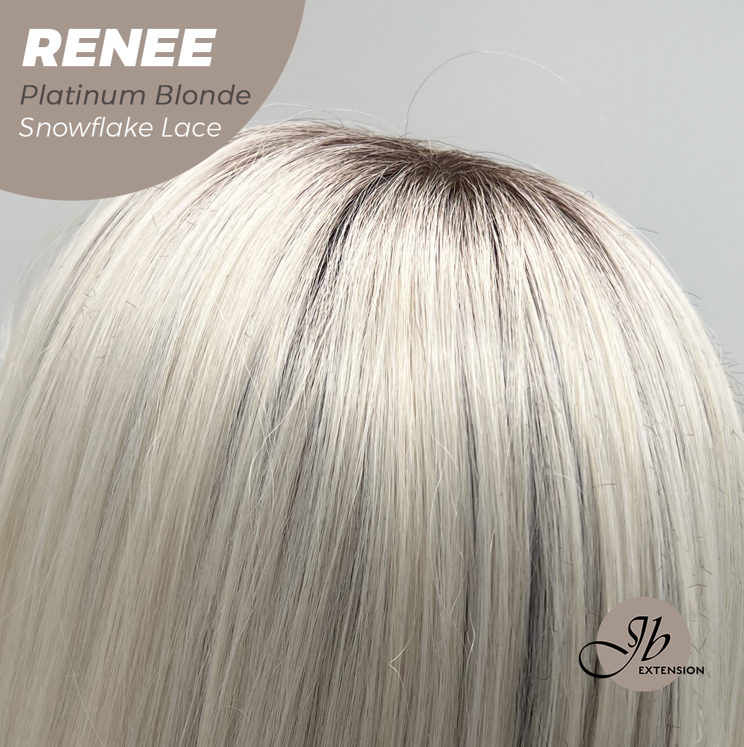 JBEXTENSION 21 Inches Platinum Blonde Pre-Cut T Part Snowflake Lace Frontlace Glueless Wig RENEE PLATINUM BLONDE【BENDY EAR TABS】