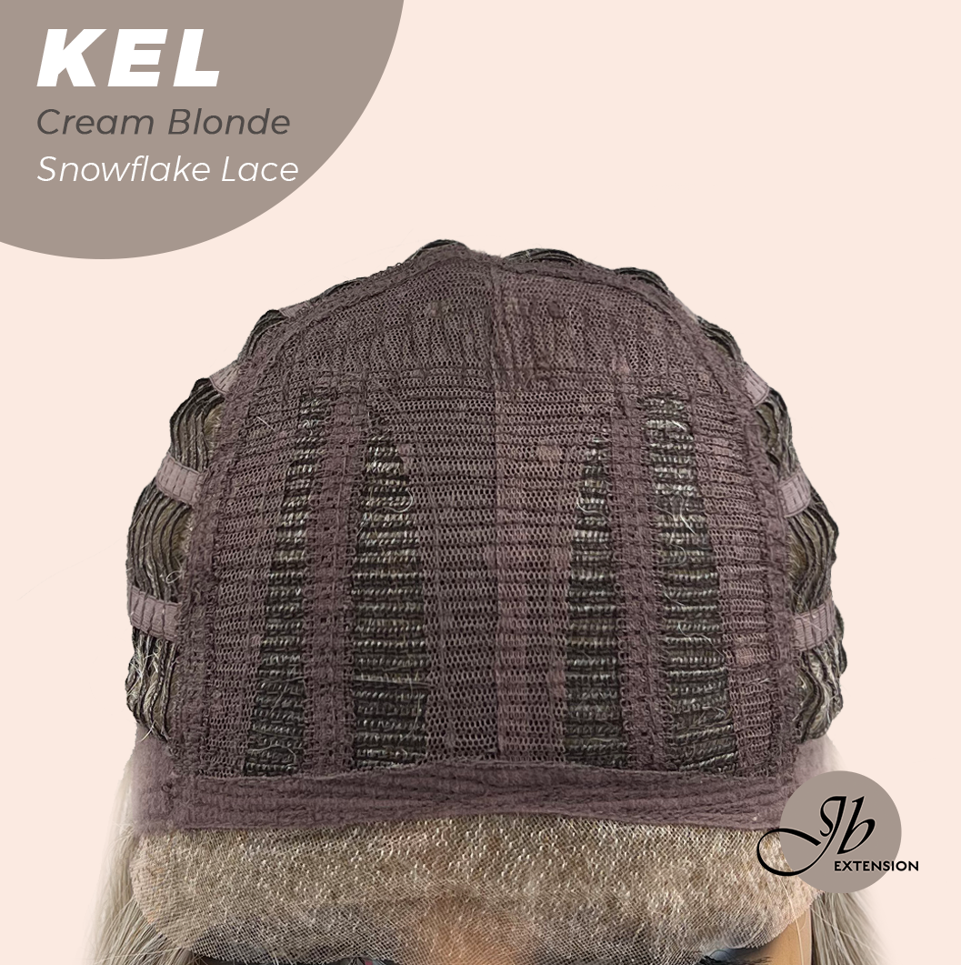 JBEXTENSION 22 Inches Cream Blonde Pre-Cut Snowflake Lace Frontlace Glueless Wig KEL CREAM BLONDE【PERMATEASE】【BENDY EAR TABS】- S/M