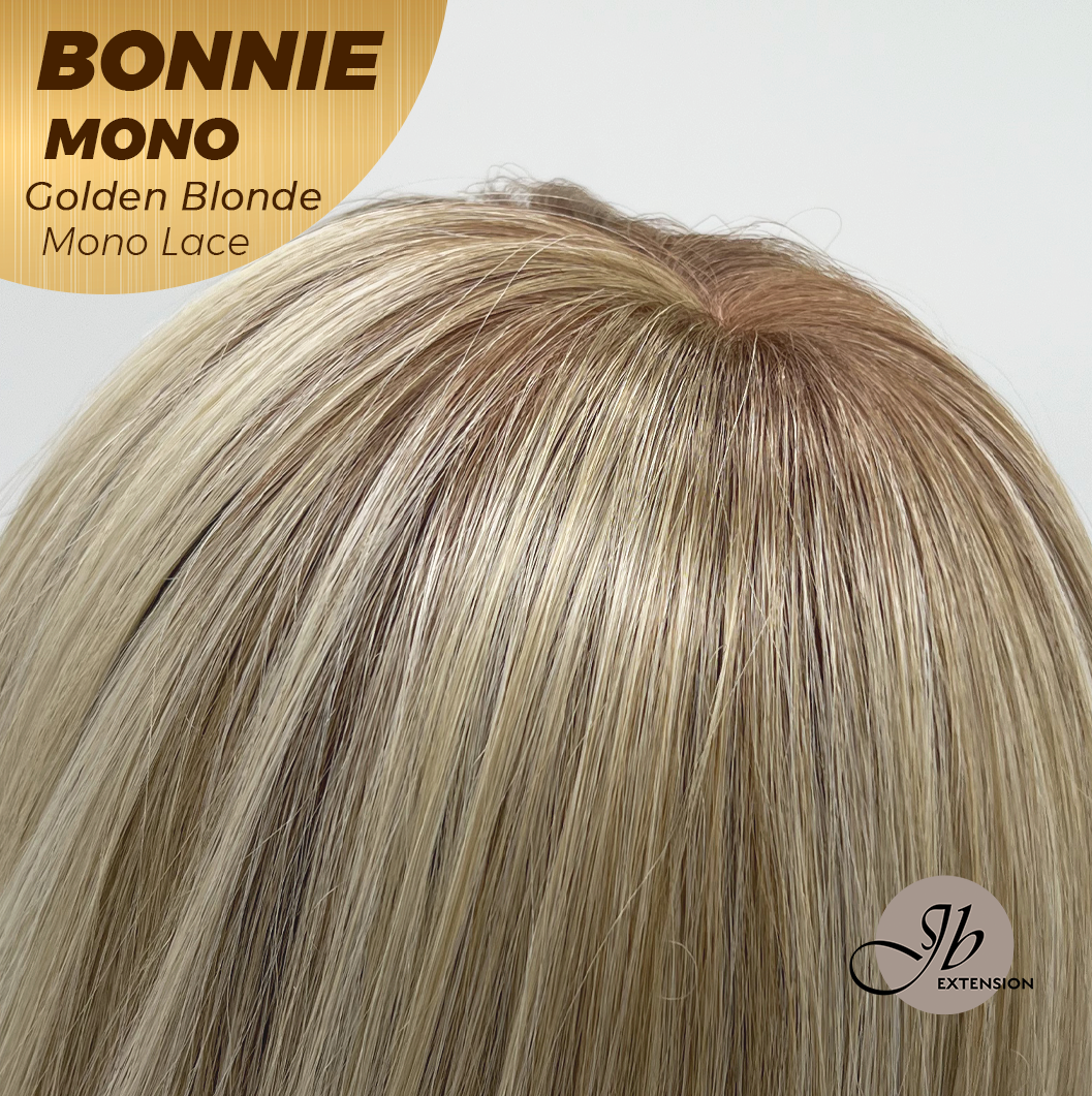 [PRE-ORDER] HOT OF SEASON - BONNIE MONO GOLDEN BLONDE Full Monofilament Handmade Full Lace Full Hand Tied Wig 12 Inches Golden Blonde With Dark Root Mono Lace Handmade Futura Fiber Glueless Wig BONNIE MONO GOLDEN BLONDE【BENDY EAR TABS】